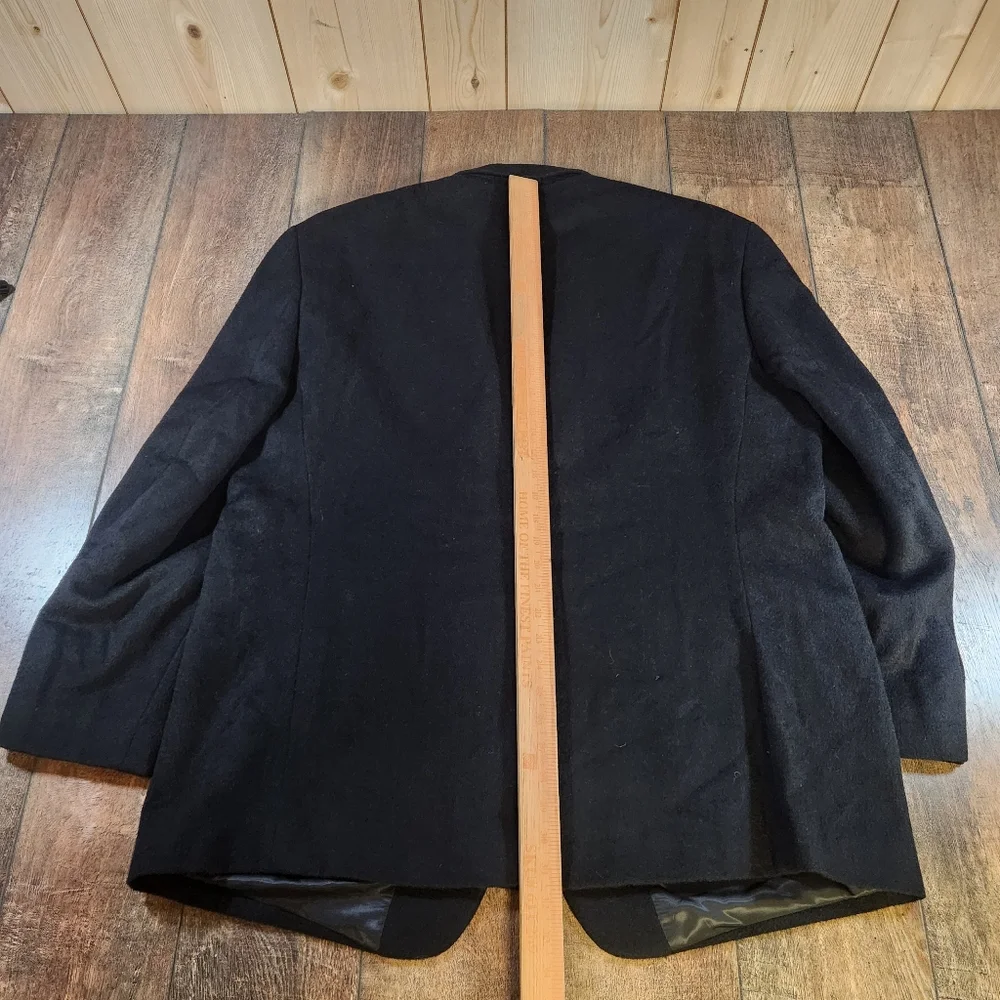 Chaps Sport Coat Mens Size 48R 100% Camel Hair Black Blazer Suit Jacket Business